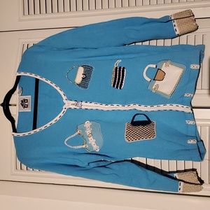 Like new! Vintage Storybook Knits wicker blues sweater